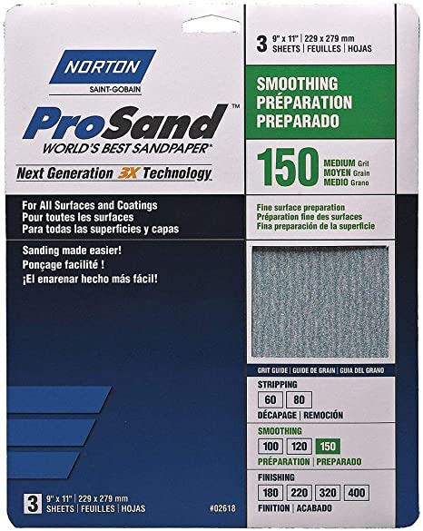 SANDPAPER MED 150G 3PK