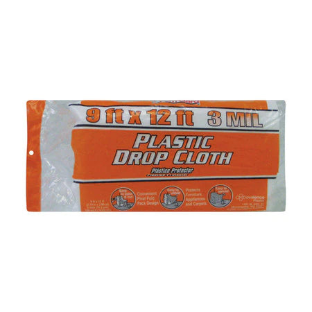 PASTIC DROP CLOTH  9 ft x 12 ft  3 MIL