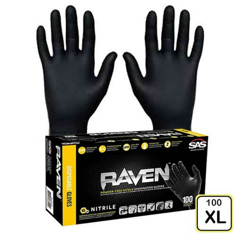 3 BLACK NITRILE GLOVE POWDER FREE  XL